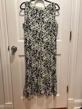 Julian Taylor Green and White Sleeveless Midi Dress